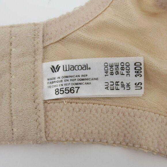 Wacoal 36DD 85567 Awareness Underwire Bra Sand Beige Unlined Lace Overlay Women - Picture 12 of 16